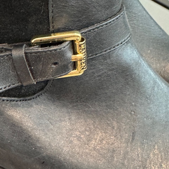 LAUREN RALPH LAUREN Marion -W Women’s Black Leather & Suede Zip Riding Boot 9W - Picture 3 of 16